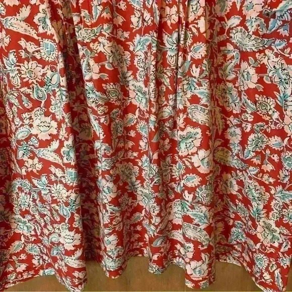 HOCOSIT Women's Floral Print Short Ruffle Sleeve Pleated Front V Neck - Picture 5 of 15